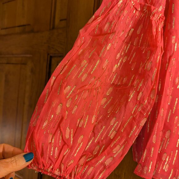 NWT LILLY PULITZER TOP - SIZE 12 - PASSION FRUIT PINK WITH GOLD CLIPS - Picture 4 of 10